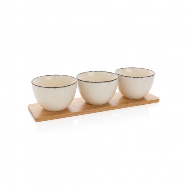 Logo trade promotional products image of: Ukiyo 3pc serving bowl set with bamboo tray