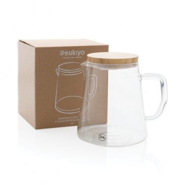 Logo trade corporate gifts picture of: Ukiyo borosilicate glass carafe with bamboo lid 1.2L