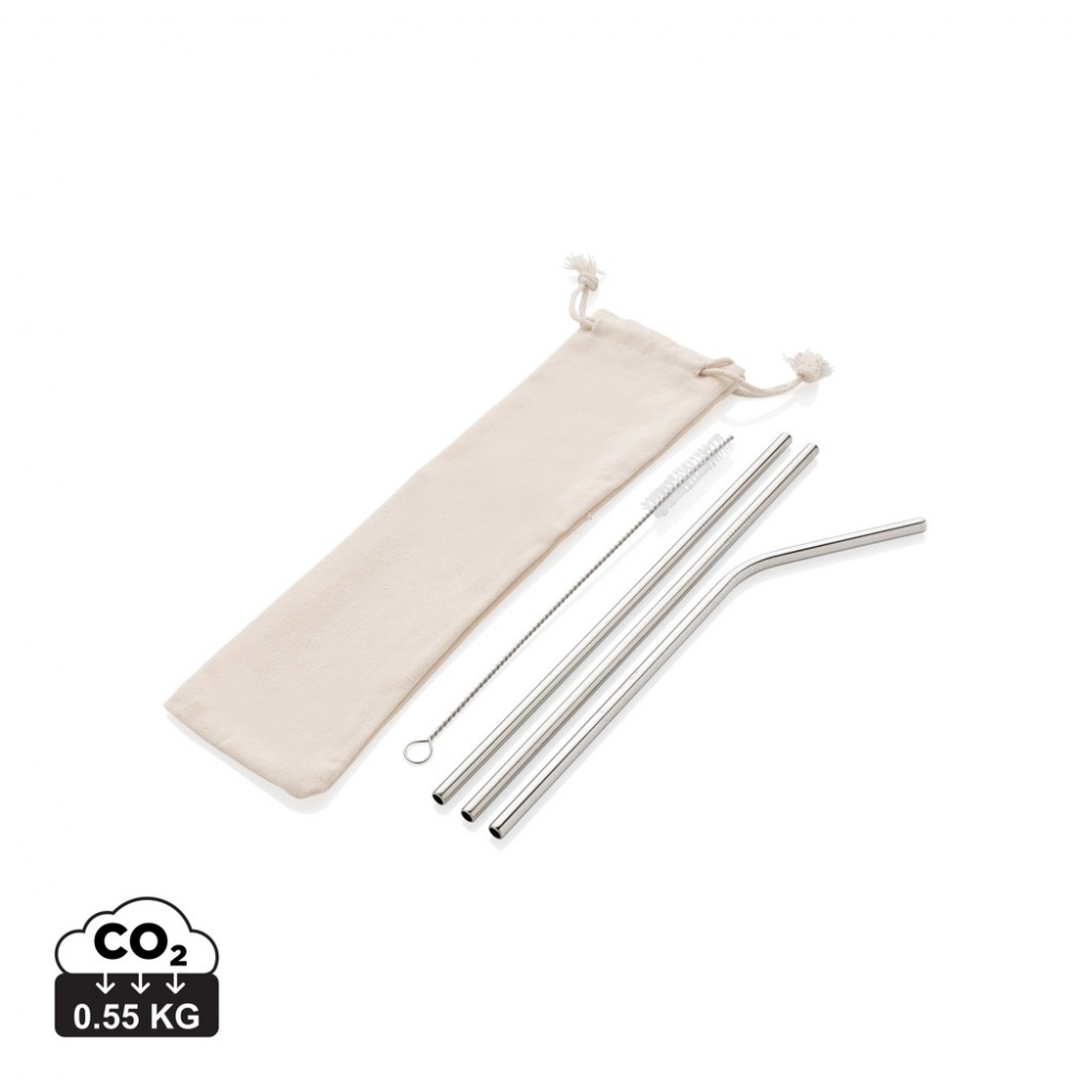 Logotrade promotional item picture of: Reusable stainless steel 3 pcs straw set