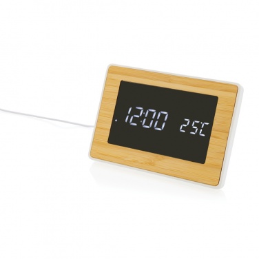 Logo trade promotional gift photo of: Utah RCS recycled plastic and bamboo LED clock