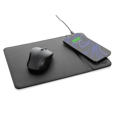Logo trade promotional gifts image of: Swiss Peak RCS recycled PU 10W wireless charging mousepad