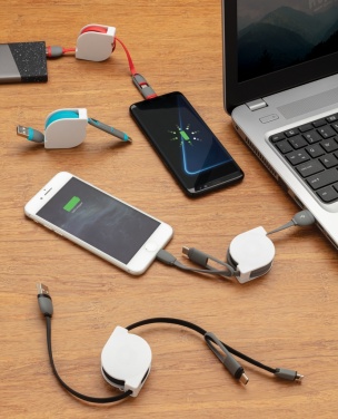 Logo trade promotional giveaways picture of: 3-in-1 retractable cable