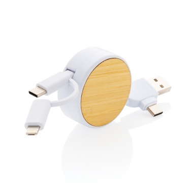 Logotrade promotional gift picture of: RCS recycled plastic Ontario 6-in-1 retractable cable