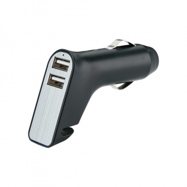 Logo trade promotional merchandise photo of: Dual port car charger with belt cutter and hammer