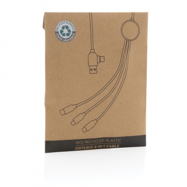 Logo trade promotional merchandise photo of: RCS recycled plastic Ontario 6-in-1 cable