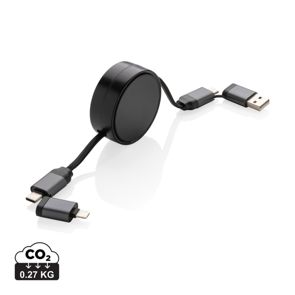 Logo trade business gift photo of: Terra RCS recycled aluminium retractable 6 in 1 cable