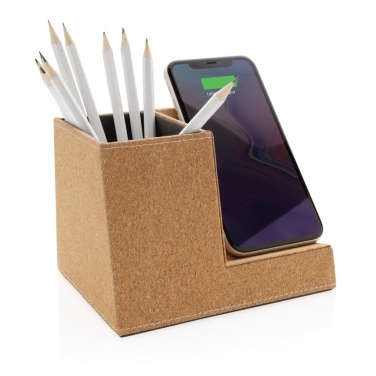Logotrade promotional merchandise picture of: Cork pen holder and 5W wireless charger