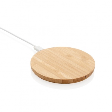 Logotrade promotional gift picture of: Bamboo 5W round wireless charger