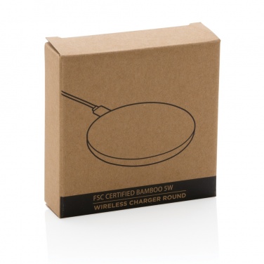 Logotrade promotional item picture of: Bamboo 5W round wireless charger