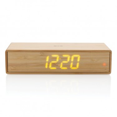 Logotrade promotional merchandise image of: Bamboo alarm clock with 5W wireless charger