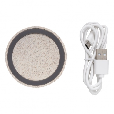 Logo trade advertising product photo of: Wheat Straw 5W round wireless charging pad