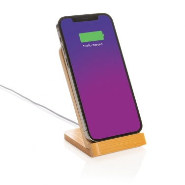 Logo trade advertising product photo of: Bamboo 5W wireless charging stand