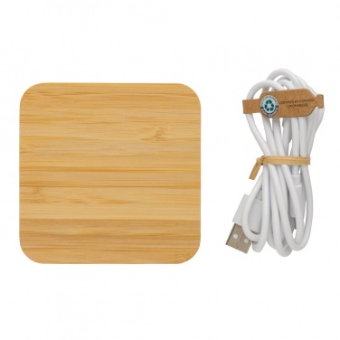 Logotrade corporate gift picture of: Bamboo 10W wireless charger with USB