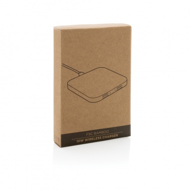 Logotrade advertising products photo of: Bamboo 10W wireless charger with USB