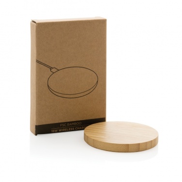 Logo trade promotional items image of: Bamboo 15W wireless charger