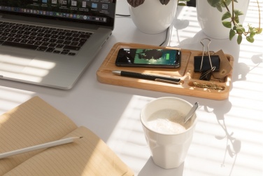 Logotrade promotional giveaways photo of: Bamboo desk organiser 10W wireless charger