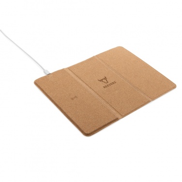 Logo trade advertising products image of: 10W wireless charging cork mousepad and stand