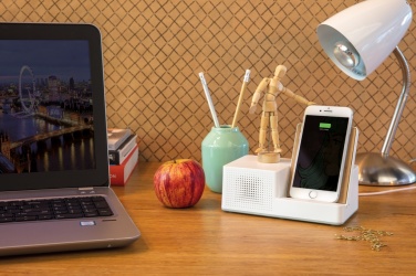 Logo trade promotional items image of: Ontario 5W wireless charger with speaker