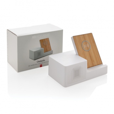 Logo trade business gifts image of: Ontario 5W wireless charger with speaker