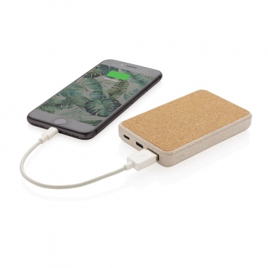 Logotrade corporate gifts photo of: Cork and Wheat 5.000 mAh pocket powerbank