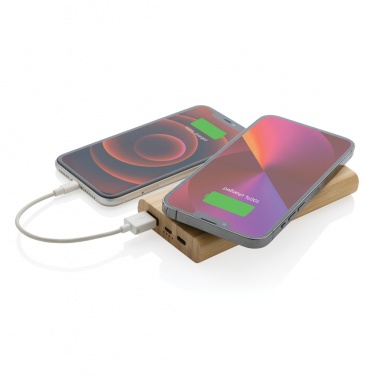 Logo trade promotional merchandise image of: Bamboo 8.000 mAh 5W wireless powerbank