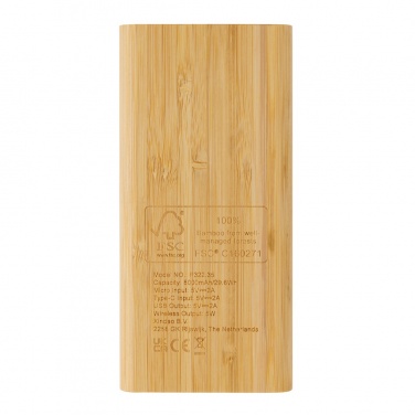 Logotrade advertising product image of: Bamboo 8.000 mAh 5W wireless powerbank