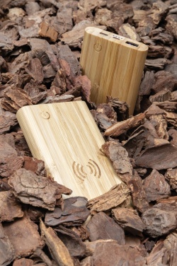 Logotrade promotional gift picture of: Bamboo 8.000 mAh 5W wireless powerbank