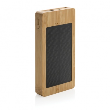 Logo trade promotional merchandise image of: Sunwick 10.000 mAh Bamboo solar powerbank
