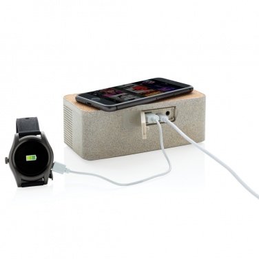 Logo trade promotional gift photo of: Wheatstraw wireless charging speaker