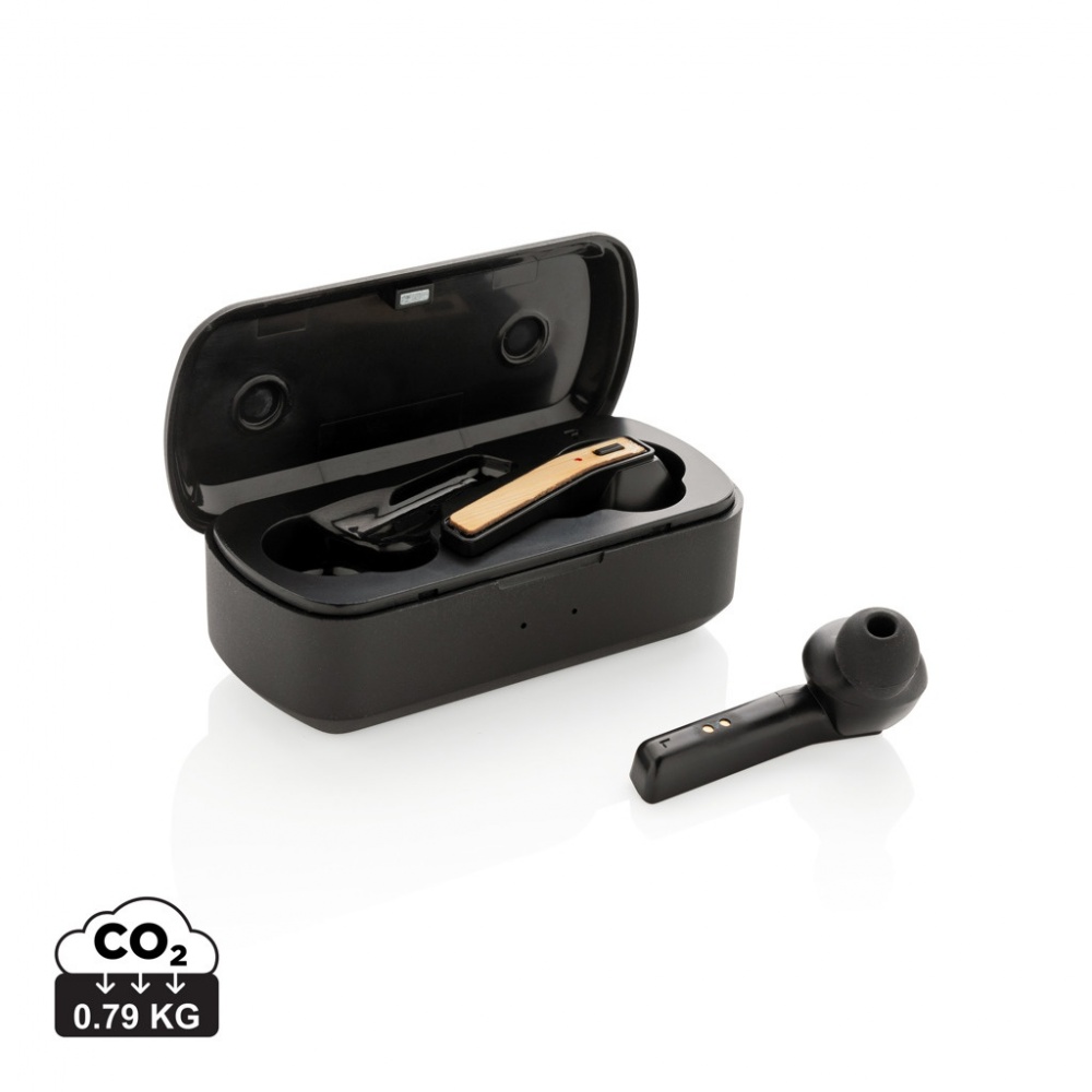 Logo trade promotional item photo of: Bamboo Free Flow TWS earbuds in case