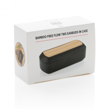 Logo trade promotional giveaways image of: Bamboo Free Flow TWS earbuds in case