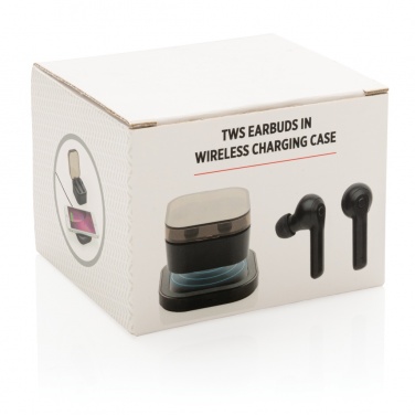 Logo trade corporate gifts image of: TWS earbuds in wireless charging case