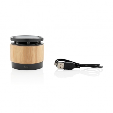 Logo trade promotional merchandise image of: Bamboo wireless charger speaker
