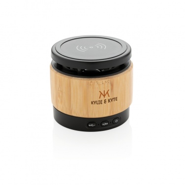 Logotrade promotional items photo of: Bamboo wireless charger speaker
