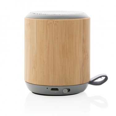 Logo trade promotional merchandise photo of: Bamboo and fabric 3W wireless speaker