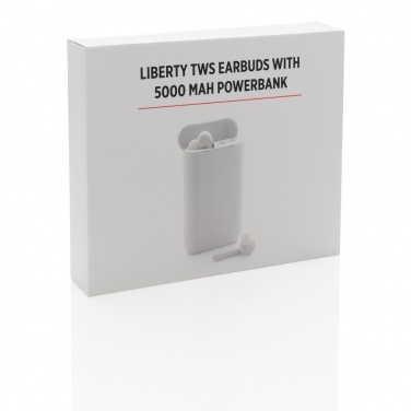 Logo trade promotional giveaways picture of: Liberty TWS earbuds with 5.000 mAh powerbank