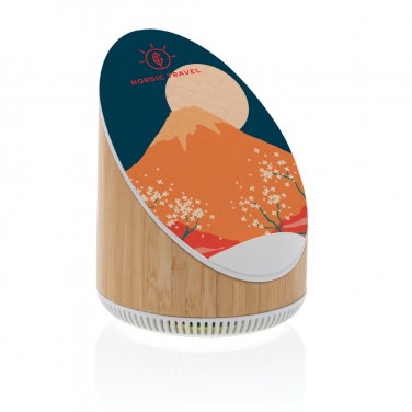 Logo trade promotional merchandise image of: Ovate bamboo 5W speaker with 15W wireless charger
