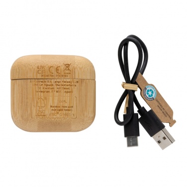 Logotrade promotional items photo of: Bamboo TWS earbuds with RCS recycled plastic