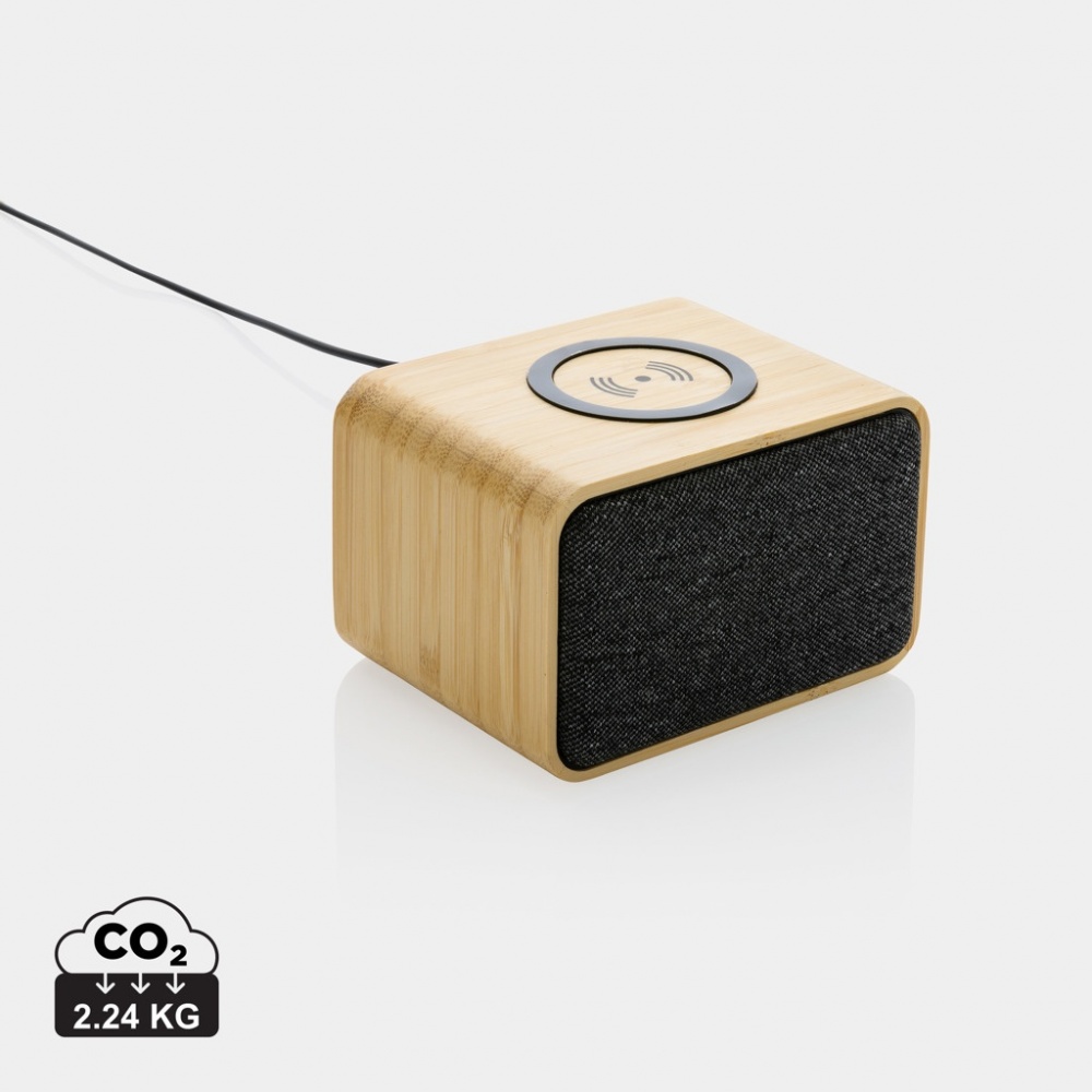 Logotrade promotional item image of: RCS Rplastic 3W speaker with bamboo 5W wireless