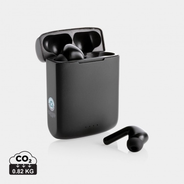 Logotrade promotional item picture of: Skywave RCS recycled plastic solar earbuds
