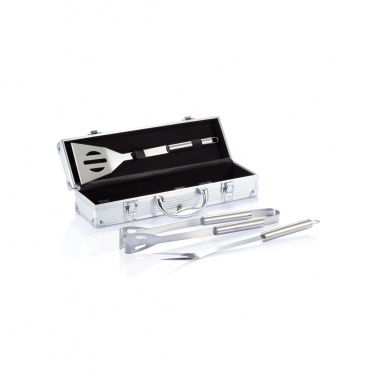 Logo trade promotional gifts image of: 3 pcs barbecue set in aluminium box