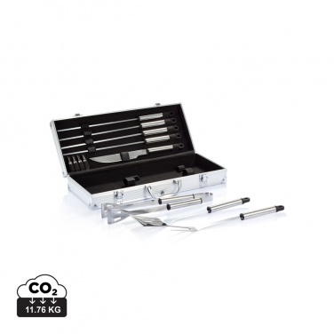 Logo trade business gifts image of: 12 pcs barbecue set in aluminium box