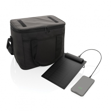 Logo trade business gifts image of: Pedro AWARE™ RPET deluxe cooler bag with 5W solar panel