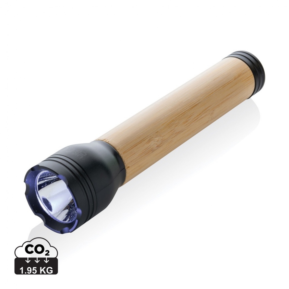 Logo trade promotional gifts picture of: Lucid 5W RCS certified recycled plastic & bamboo torch