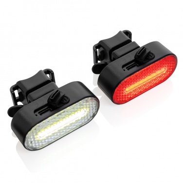 Logotrade promotional items photo of: Lumino RCS recycled plastic USB re-chargeable bike light set