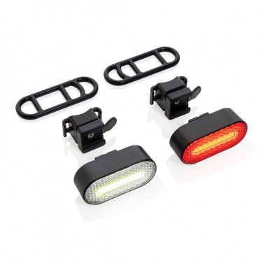 Logotrade promotional merchandise image of: Lumino RCS recycled plastic USB re-chargeable bike light set