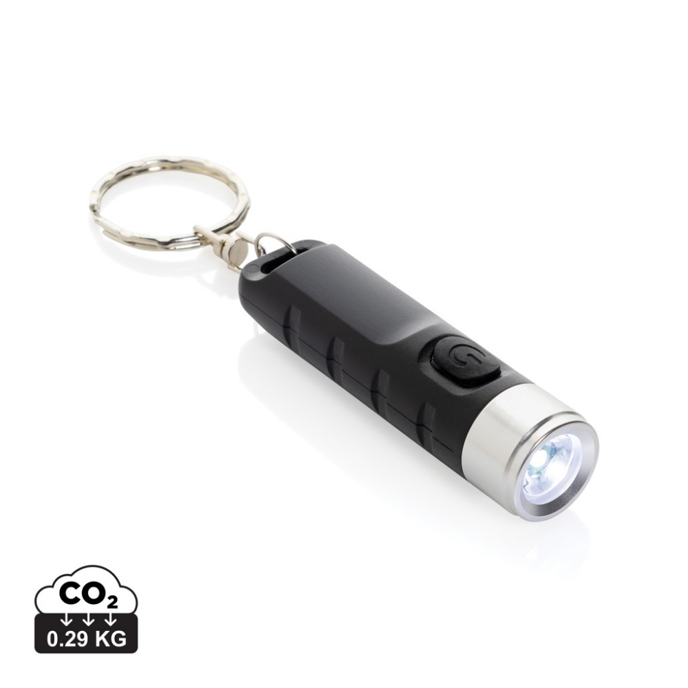 Logo trade promotional giveaways picture of: Globix RCS recycled plastic USB re-chargeable keychain torch