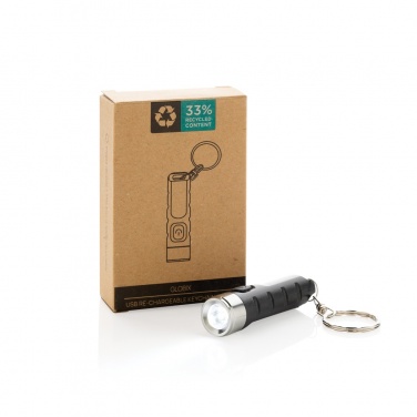Logotrade promotional giveaway picture of: Globix RCS recycled plastic USB re-chargeable keychain torch