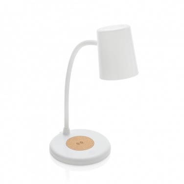 Logotrade advertising product picture of: Zenara RCS recycled plastic and cork 15W wireless desk lamp