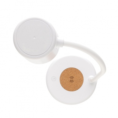 Logo trade advertising products picture of: Zenara RCS recycled plastic and cork 15W wireless desk lamp